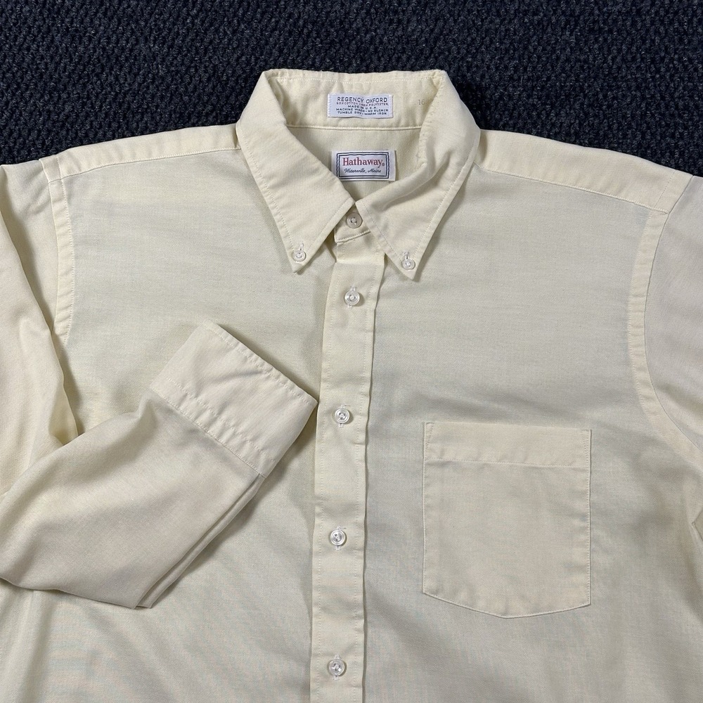 Vintage Hathaway Men's Oxford Dress Shirt 16 32 Regency Canary Yellow USA Made